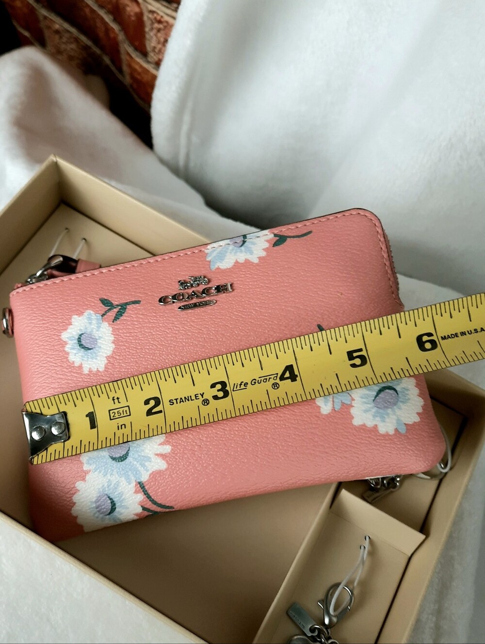 Coach Pink Floral Wristlet Pouch with Charm - Picture 9 of 13